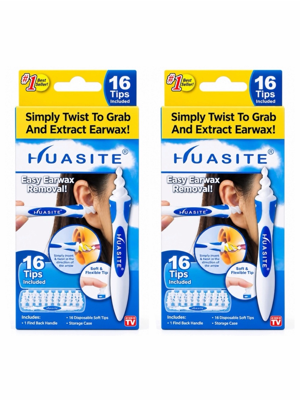 HUASITE 16 TIP EARWAX EXTRACTOR X2 - BNIB